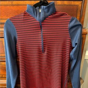 Patagonia Half-Zip Striped Pullover - Red & Navy size small